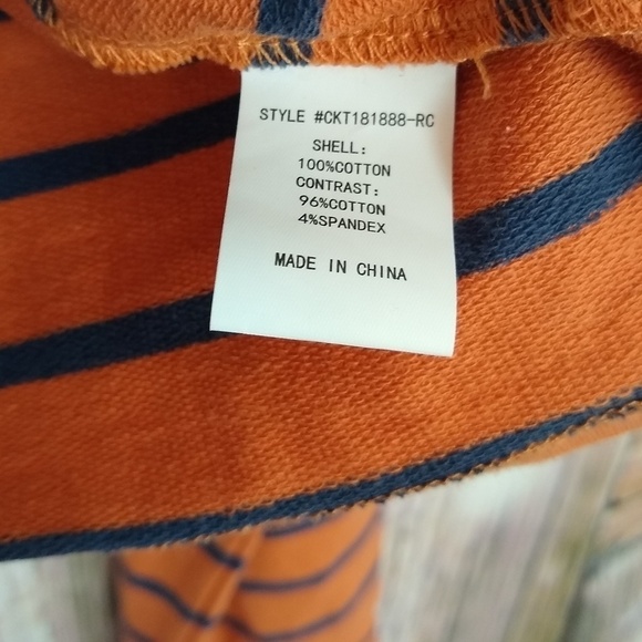 Code x Mode Orange Stripe Crew Neck Long Shirt - Picture 6 of 10